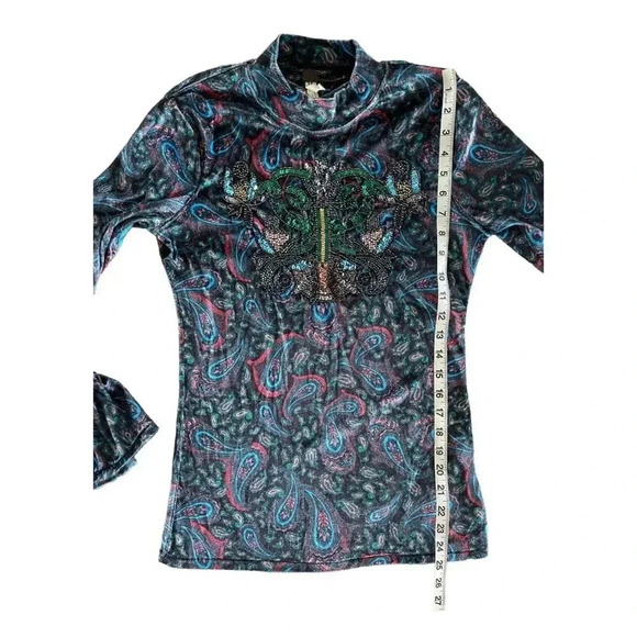 Free People Womens L'amour Tee Embellished Front Bell Cuffs Blouse Black Top M - Picture 5 of 12